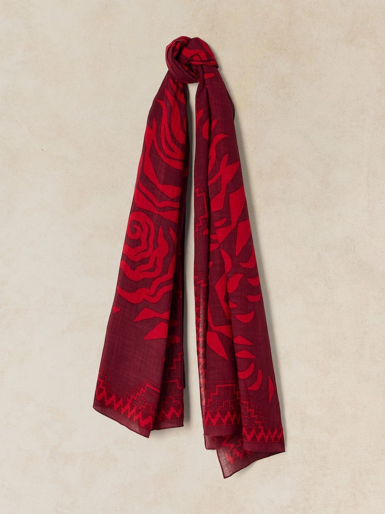 White Stuff Red Callie Printed Scarf - Image 1 of 3 White Stuff Red Callie Printed Scarf - Image 1 of 3