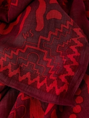 White Stuff Red Callie Printed Scarf - Image 3 of 3