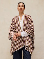 White Stuff Green Check Poncho - Image 1 of 5