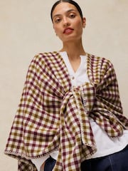 White Stuff Green Check Poncho - Image 3 of 5