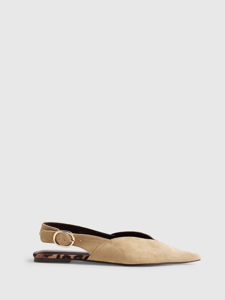 River Island Brown Faux Suede Point Toe Flats - Image 2 of 6 River Island Brown Faux Suede Point Toe Flats - Image 2 of 6