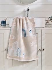 Natural Beach Huts Towel 100% Cotton - Image 1 of 5