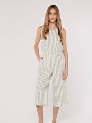 Apricot Cream Batik Chevron Button Jumpsuit - Image 1 of 4