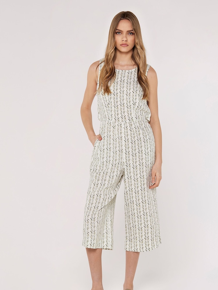 Apricot Cream Batik Chevron Button Jumpsuit - Image 1 of 4