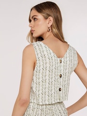 Apricot Cream Batik Chevron Button Jumpsuit - Image 4 of 4