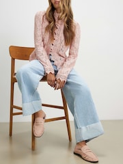 River Island Pink Faux Suede Backless Mule Loafers - Image 1 of 6