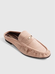 River Island Pink Faux Suede Backless Mule Loafers - Image 3 of 6