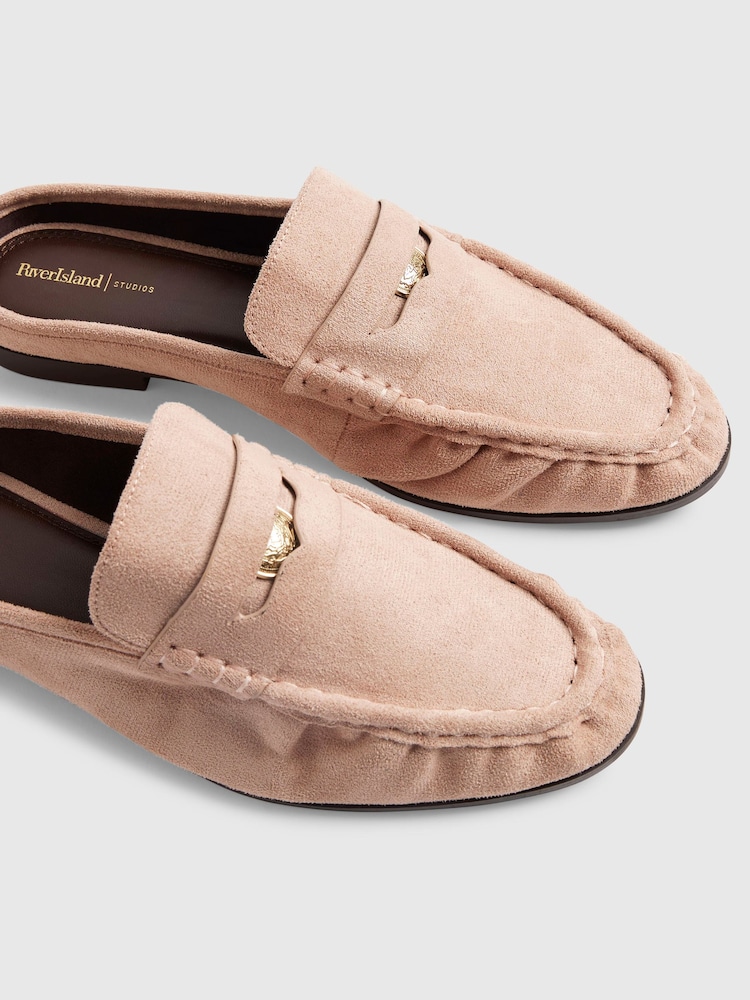 River Island Pink Faux Suede Backless Mule Loafers - Image 6 of 6 River Island Pink Faux Suede Backless Mule Loafers - Image 6 of 6