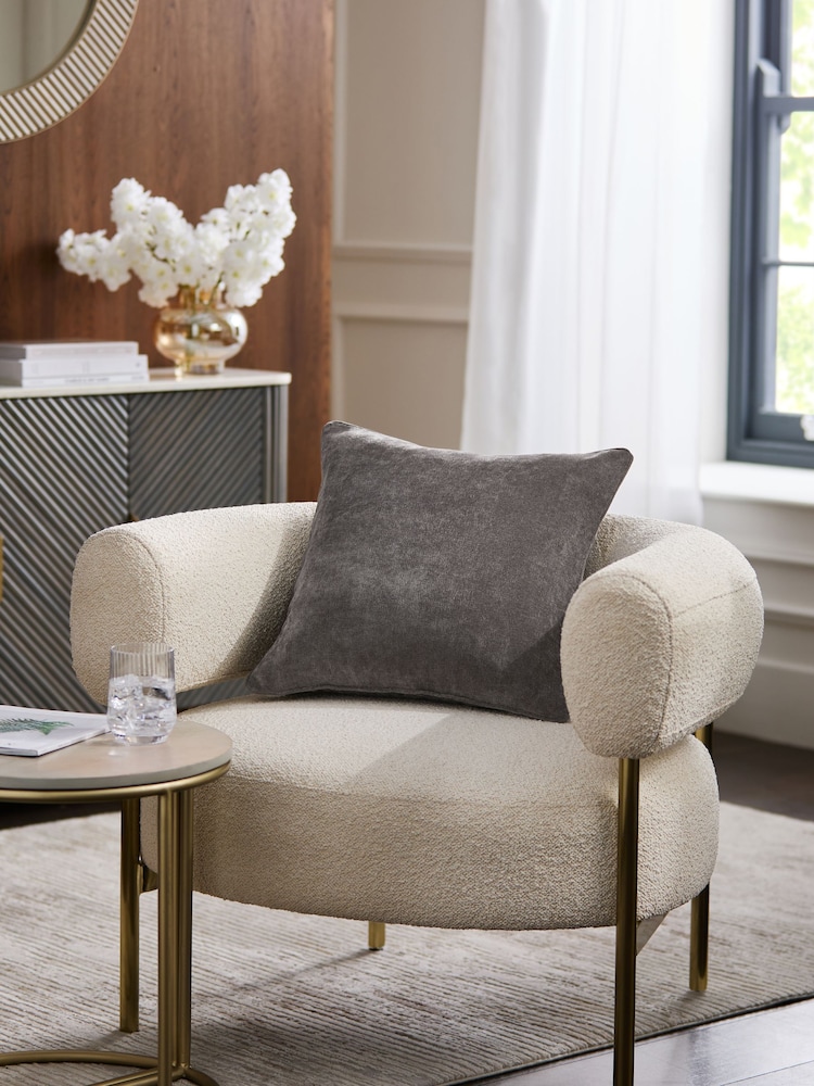 Warm Grey 45 x 45cm Soft Velour Cushion - Image 1 of 4 Warm Grey 45 x 45cm Soft Velour Cushion - Image 1 of 4