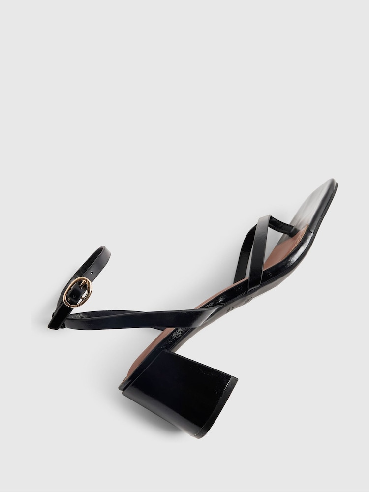 River Island Black Block Heel Toe Thong Sandals - Image 6 of 6 River Island Black Block Heel Toe Thong Sandals - Image 6 of 6