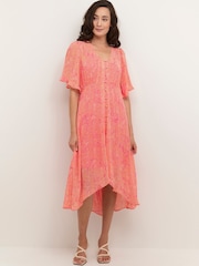 Cream Pink Chery Midi Dress - Image 1 of 5