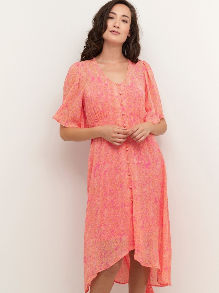 Cream Pink Chery Midi Dress - Image 2 of 5