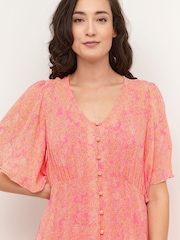 Cream Pink Chery Midi Dress - Image 3 of 5