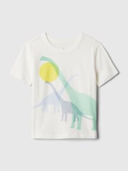 Gap White Dino Graphic Short Sleeve Crew Neck T-Shirt (Newborn-5yrs) - Image 1 of 2