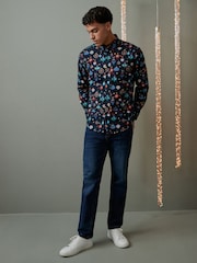 Navy Blue Bauble Christmas Printed Long Sleeve Shirt - Image 2 of 7