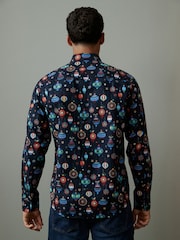 Navy Blue Bauble Christmas Printed Long Sleeve Shirt - Image 4 of 7