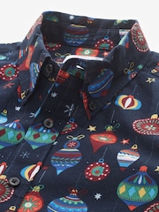Navy Blue Bauble Christmas Printed Long Sleeve Shirt - Image 7 of 7