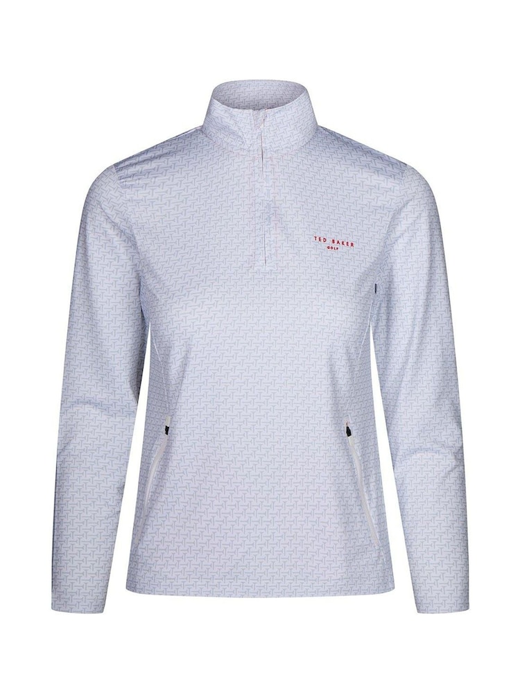 Ted Baker Sport White Thimpson Half Zip Golf Mid Layer Fleece - Image 1 of 4 Ted Baker Sport White Thimpson Half Zip Golf Mid Layer Fleece - Image 1 of 4