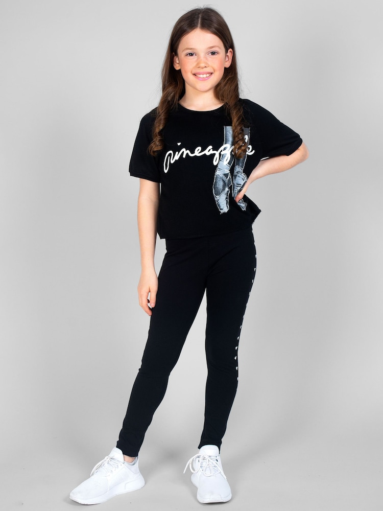 Pineapple Black Heart Stud Leggings - Image 2 of 4