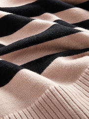 Beige Stripe Half Zip Knit Stripe Jumper - Image 5 of 6