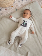 Crema - Pelele de bebé de algodón con cremallera y aplicaciones de JoJo Maman Bébé - Imagen 1 de 5