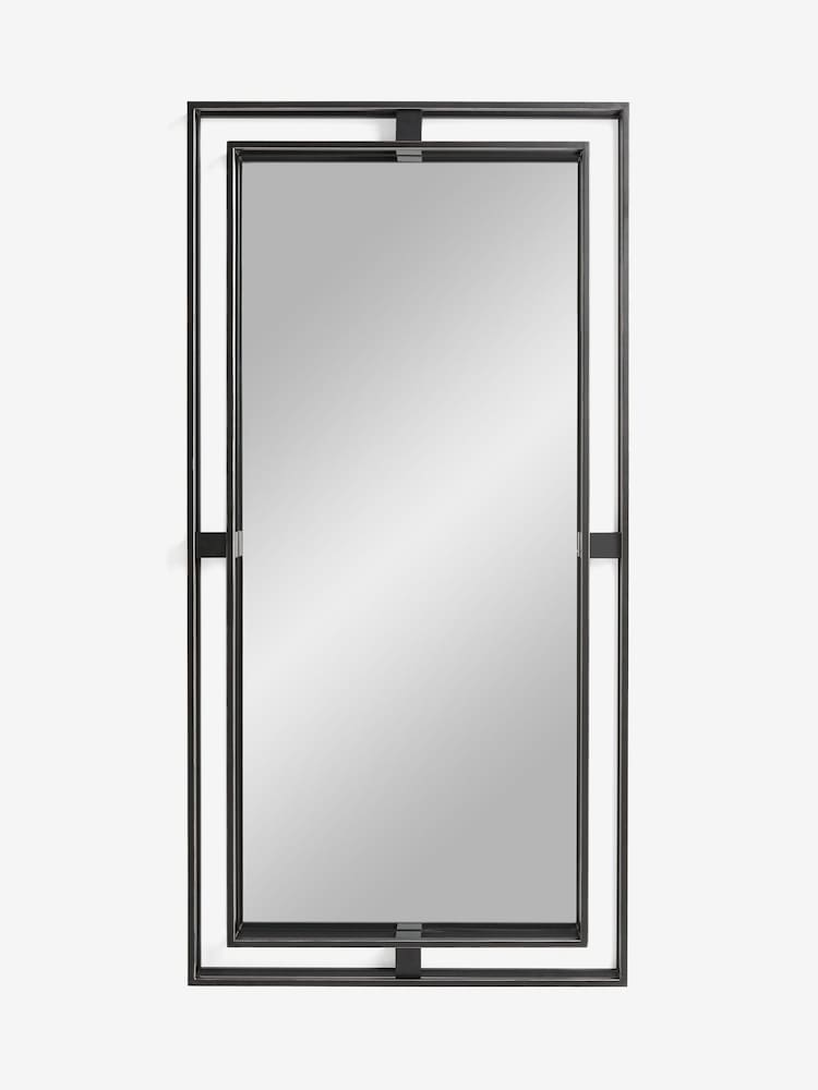 Black Gold Edge Framed Full Length Wall Mirror - Image 1 of 5