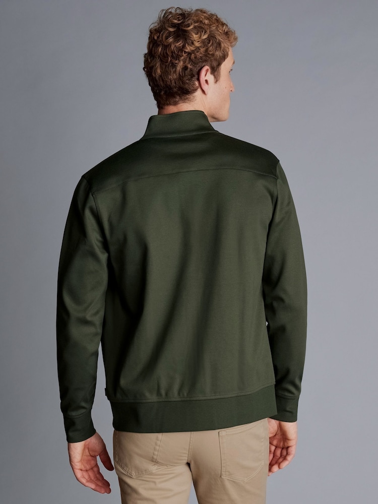 Charles Tyrwhitt Green 100% Cotton Performance Long Sleeve Funnel Neck Jacket - Image 2 of 5 Charles Tyrwhitt Green 100% Cotton Performance Long Sleeve Funnel Neck Jacket - Image 2 of 5