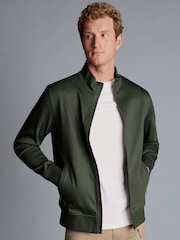 Charles Tyrwhitt Green 100% Cotton Performance Long Sleeve Funnel Neck Jacket - Image 3 of 5