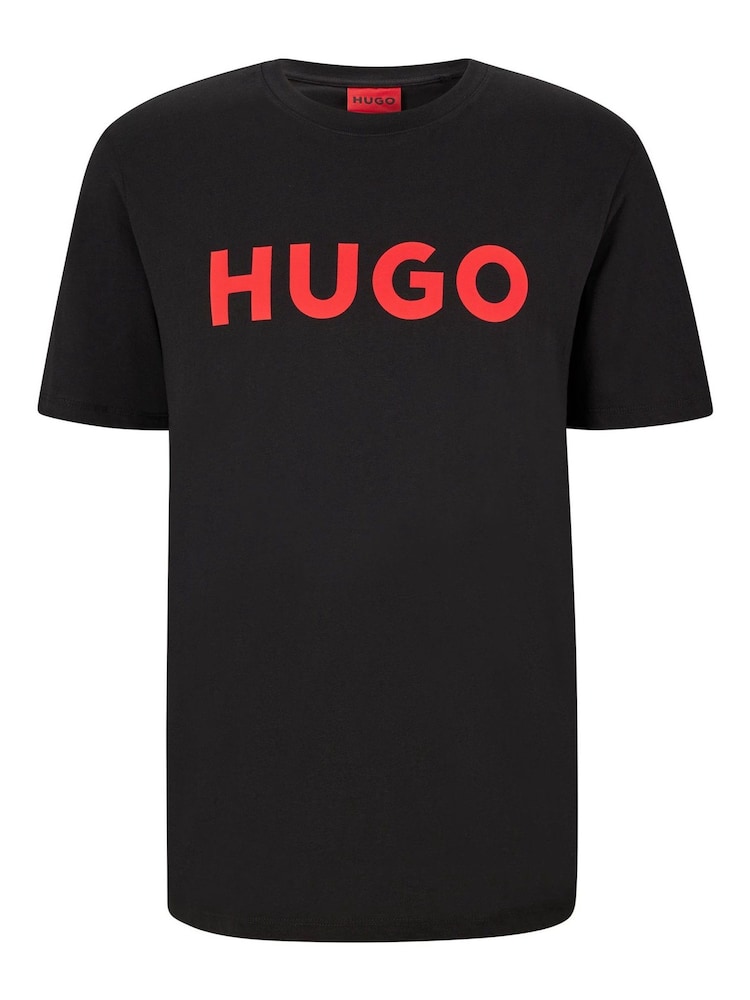 Schwarz - HUGO T-Shirt mit großem Logo auf der Brust aus 100 % Baumwolle - Bild 5 von 5