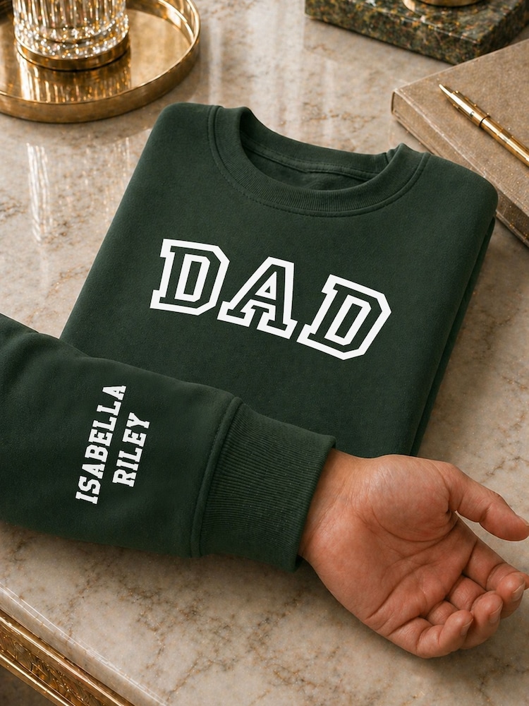 Personalised Dad Sweatshirt with Names on Sleeve by Loveabode - Image 1 of 4 Personalised Dad Sweatshirt with Names on Sleeve by Loveabode - Image 1 of 4