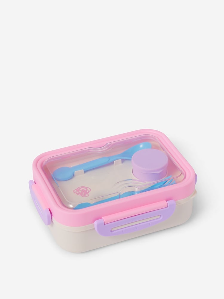 Fiambrera bento de acero inoxidable Smiggle con cubiertos - Imagen 1 de 2