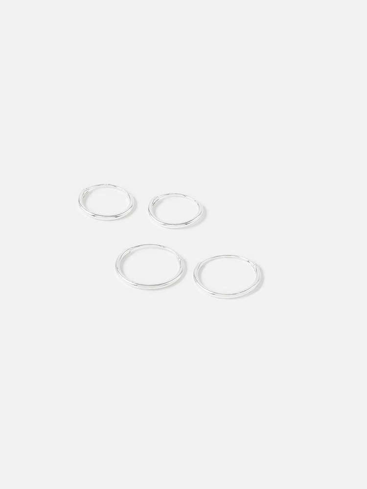 Accessorize Sterling Plain Mini Hoops Set of 2 - Slika 1 iz 3