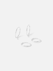 Accessorize Sterling Plain Mini Hoops Set of 2 - Slika 2 iz 3