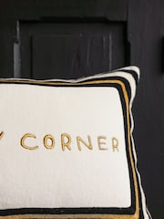 Rockett St George Naughty Corner Velvet Embroidered Slogan Cushion - Image 3 of 7