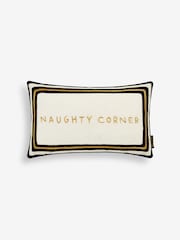 Rockett St George Naughty Corner Velvet Embroidered Slogan Cushion - Image 5 of 7
