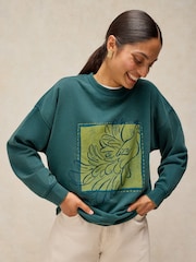 White Stuff Green Cleo Graphic Sweatshirt - Image 1 of 6