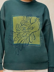 White Stuff Green Cleo Graphic Sweatshirt - Image 4 of 6