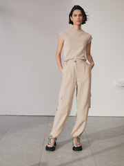 Natural Linen Blend Cargo Trousers - Image 2 of 7
