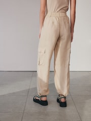 Natural Linen Blend Cargo Trousers - Image 4 of 7