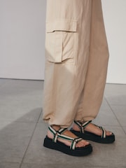 Natural Linen Blend Cargo Trousers - Image 5 of 7