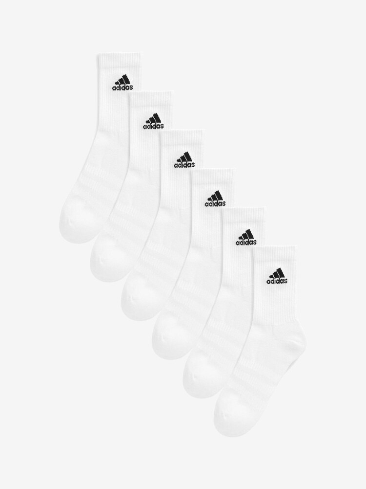 adidas White Cushioned Crew 6 Pack Socks - Image 1 of 1