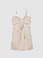 Reiss Neutral Cara Lyocell-Linen Pleat-Detail Mini Dress - Image 2 of 6