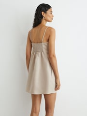 Reiss Neutral Cara Lyocell-Linen Pleat-Detail Mini Dress - Image 5 of 6