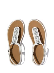 FitFlop White Gracie Ultra-Jewel Leather T-Bar Sandals - Image 4 of 5