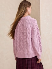 Pink Cable Knit Long Sleeve Crew Neck Jumper - Image 3 of 7