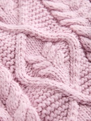 Pink Cable Knit Long Sleeve Crew Neck Jumper - Image 6 of 7