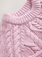 Pink Cable Knit Long Sleeve Crew Neck Jumper - Image 7 of 7