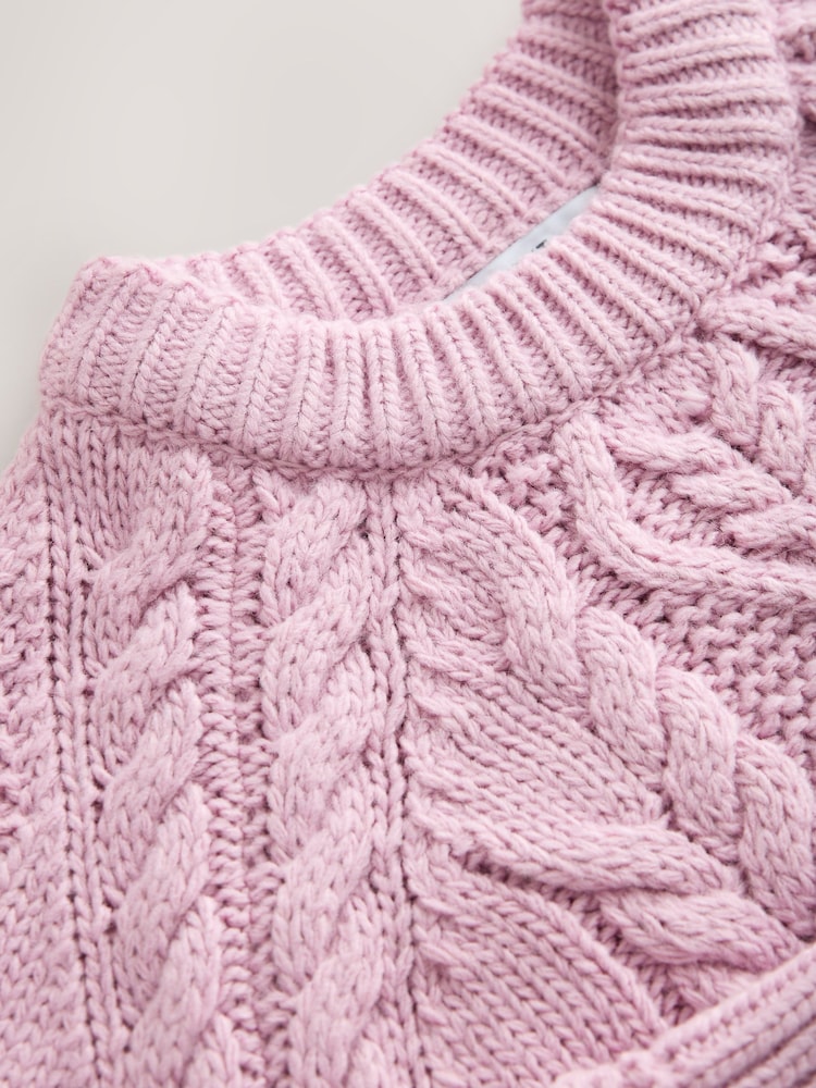 Pink Cable Knit Long Sleeve Crew Neck Jumper - Image 7 of 7