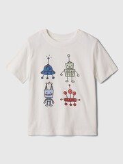 Gap White Graphic Short Sleeve Crew Neck T-Shirt (Newborn-5yrs) - Image 1 of 1
