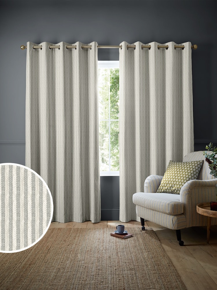 Emily Bond Grey Oscar Stripe Made to Measure Curtains - Image 1 of 9